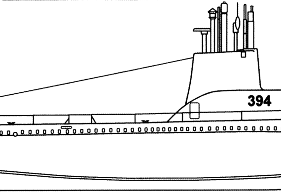 Подводная лодка USS SS-394 Razorback 1944 [Submarine] - чертежи, габариты, рисунки